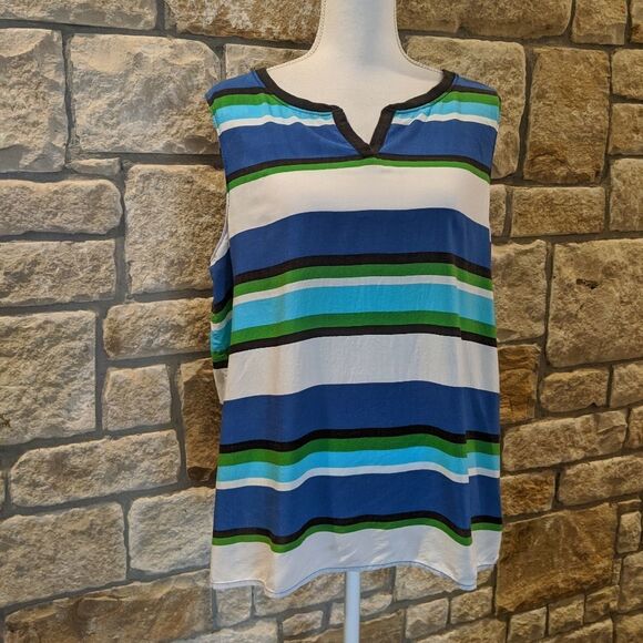 LIZ Claiborne Blue/white Stripe Top Size XL - Picture 1 of 4